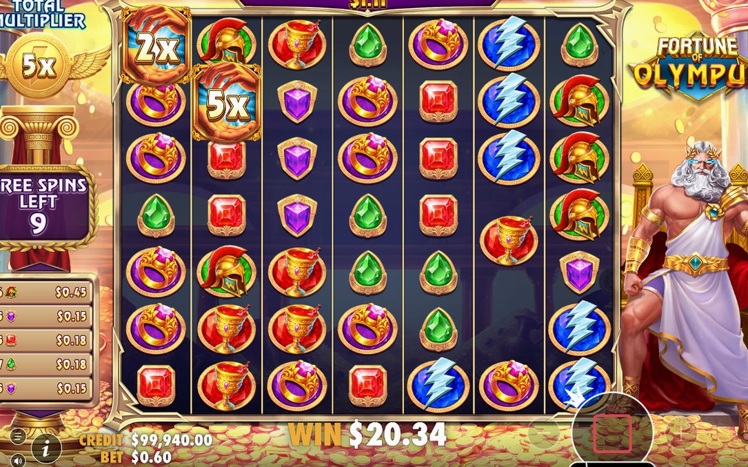 Free spins underway with the total multiplier climbing