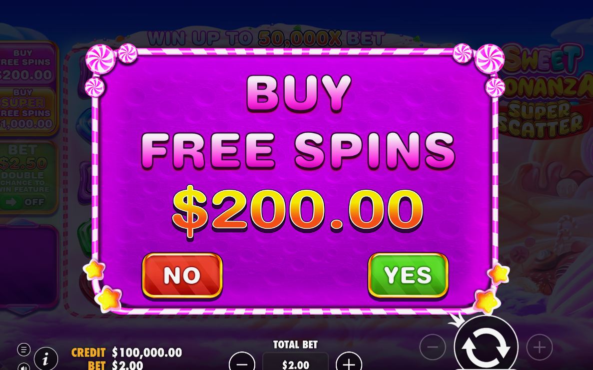 Bonus screen with four Scatter symbols that start Free Spins
