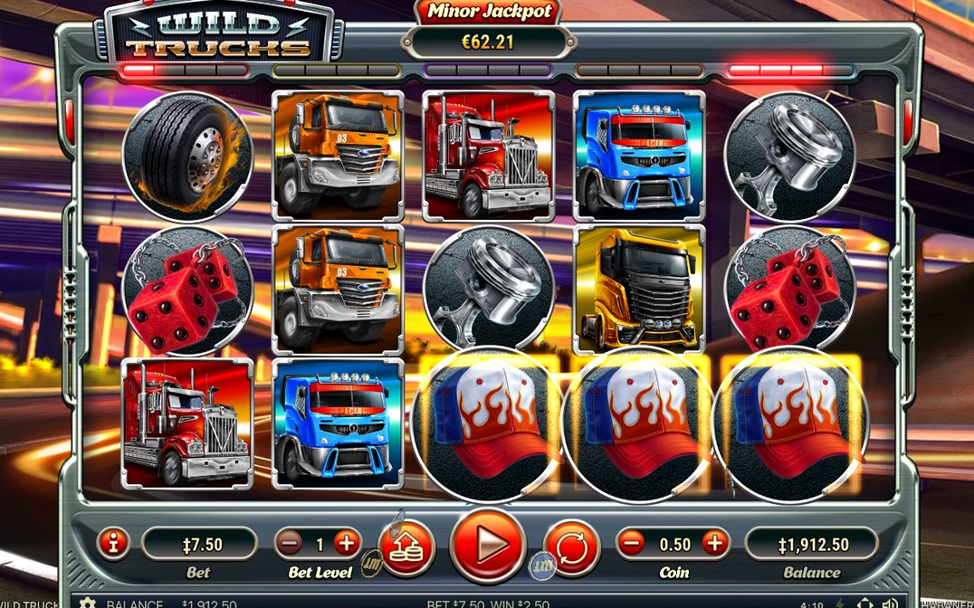 Win screen with the paid lines of one spin