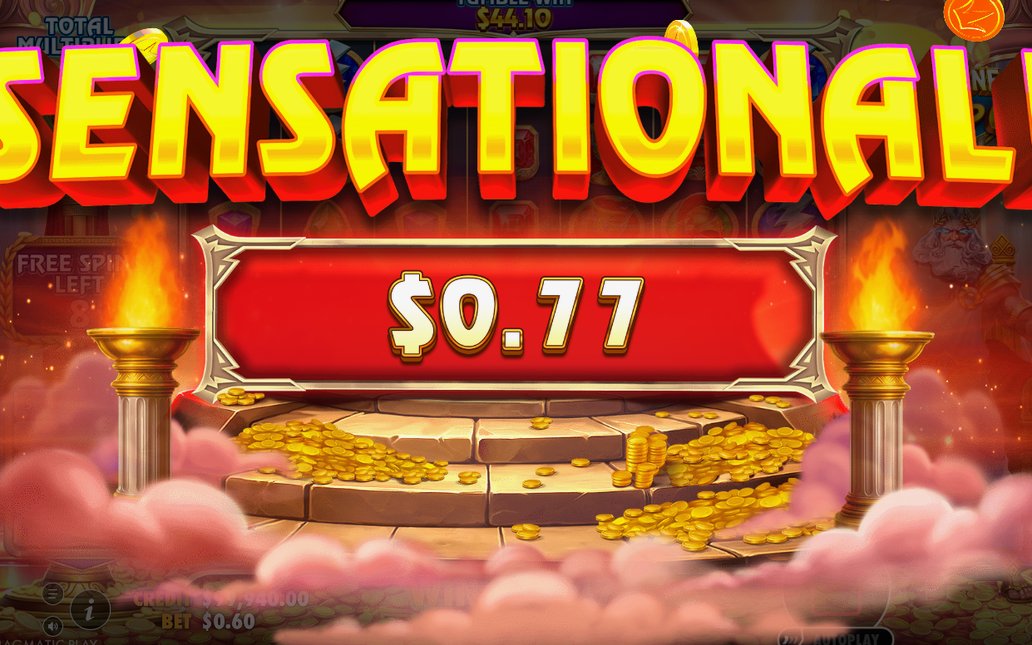 Four Zeus Head scatters landing for 15 free spins